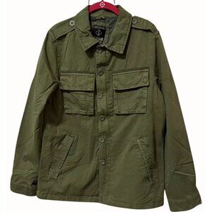 Indigo Star Mens Major Military Field Jacket Patch Pocket Olive Green NEW Small